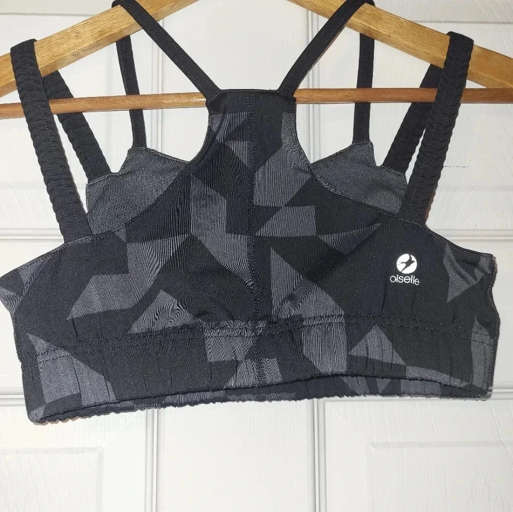 Oiselle Sports Bra Black Geometric Print Size 06 / Small Gym‎ Workout Athletic